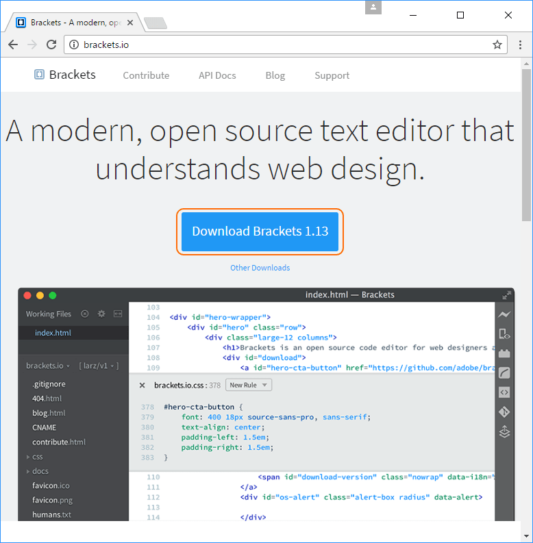 brackets text editor preview