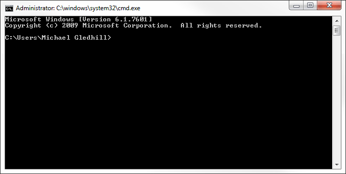 Figure 4.14 - Windows command prompt and home directory