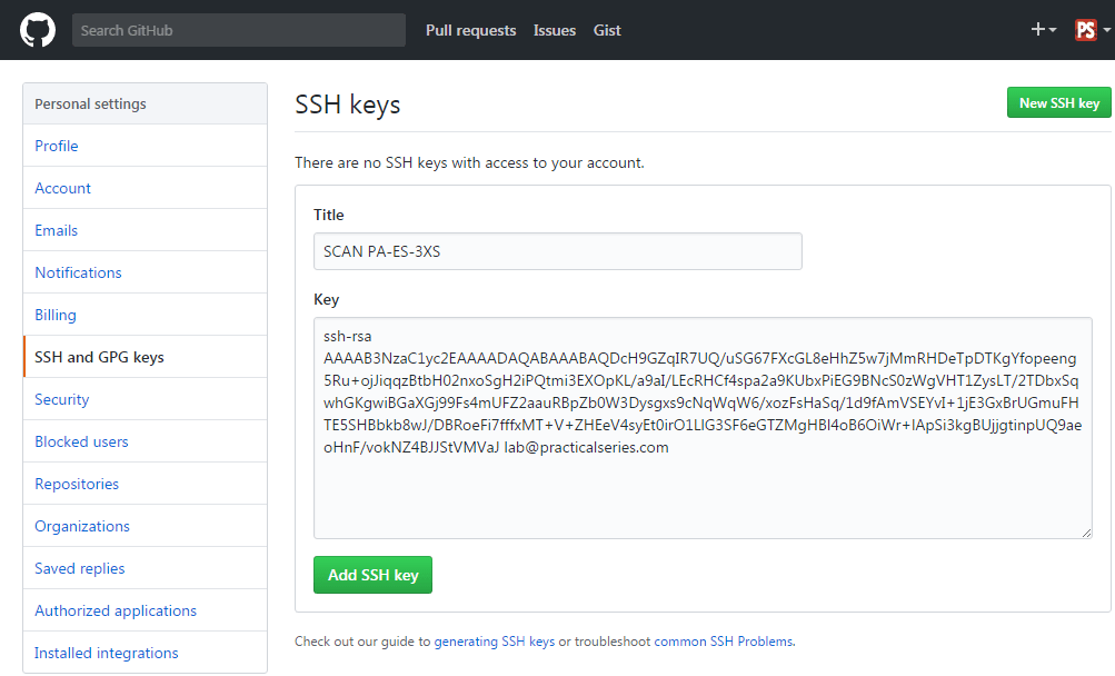 Figure 4.24 - GitHub completed SSH and GPG keys page