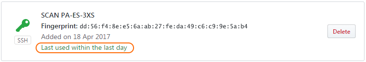 Figure 4.29 - Verification at GitHub that the connection is active