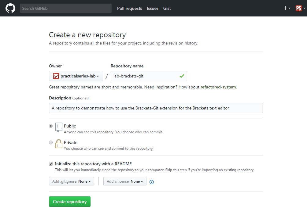 Figure 5.10 - GitHub—Create a new repository