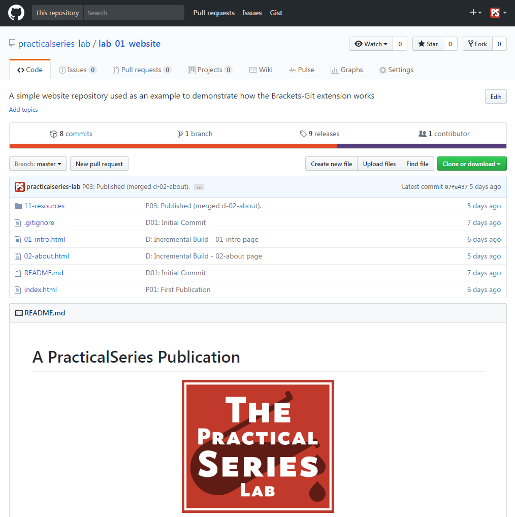 Figure 8.19 - GitHub—lab-01-website after push
