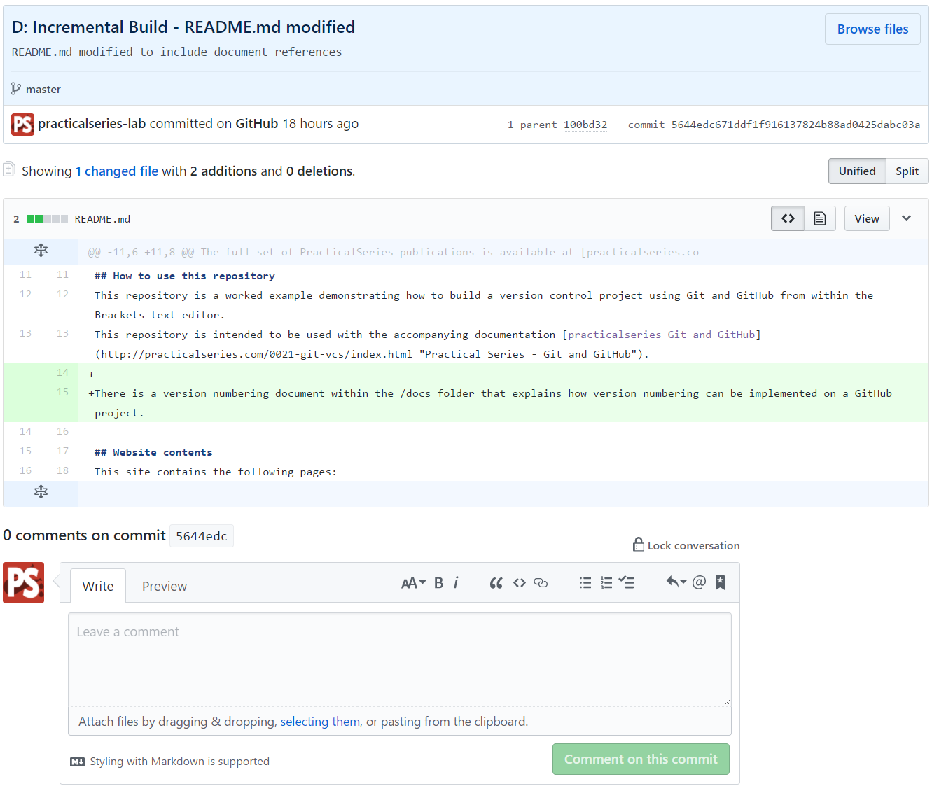 Figure 9.39 - GitHub—commit information page