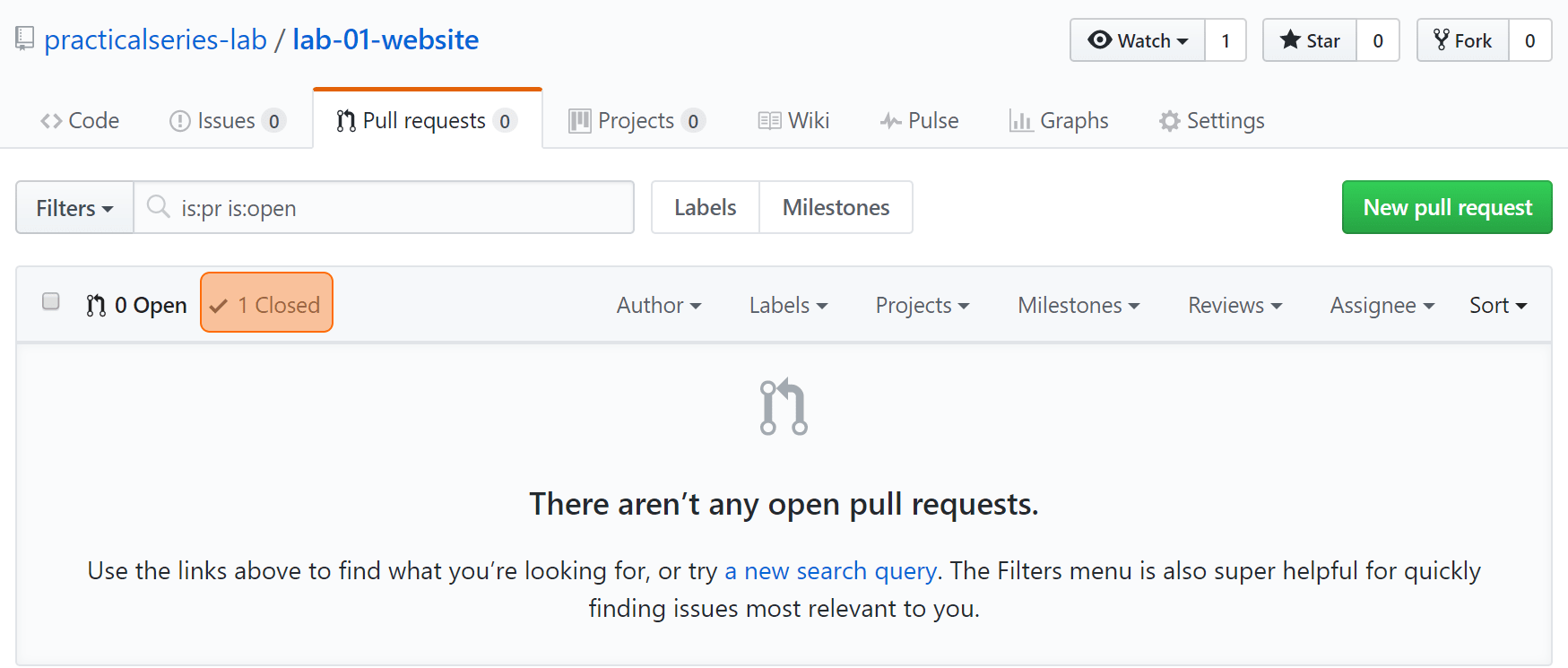 Figure 9.63 - GitHub—pull request page (post merge)