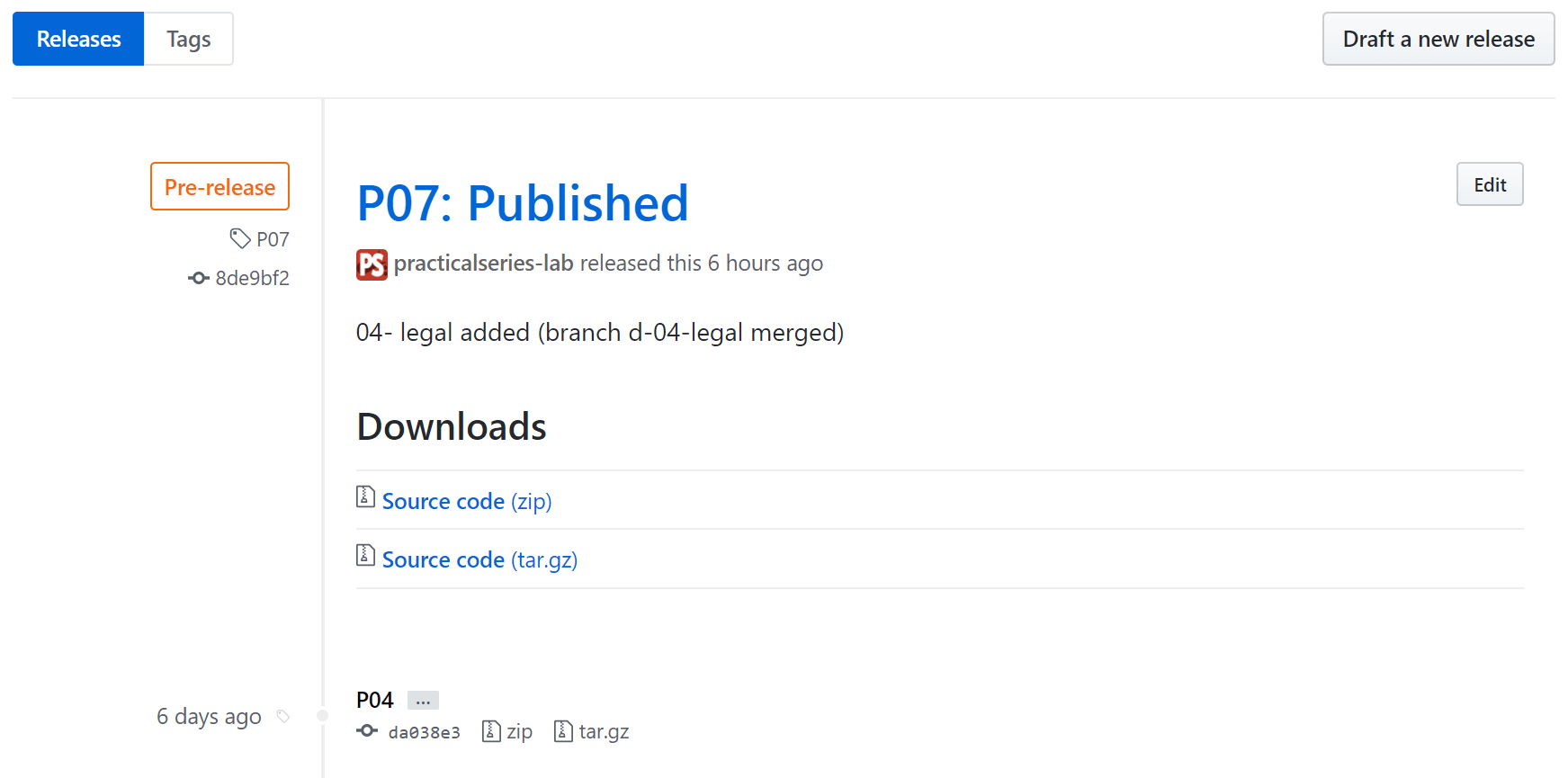 Figure 9.89 - GitHub—release page with new release point